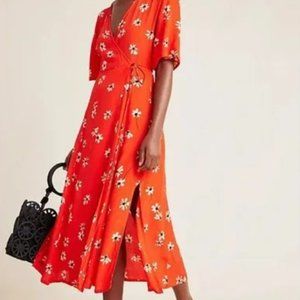 Faithfull the Brand x Anthropologie Red Floral Rivera Wrap Dress